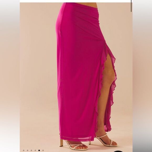 NWT Peppermayo pink Bittersweet mesh maxi skirt high slit 6 mulberry - Picture 5 of 9